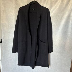 Eileen Fisher Wool Charcoal Black size XS open Coat Cardigan Lagenlook